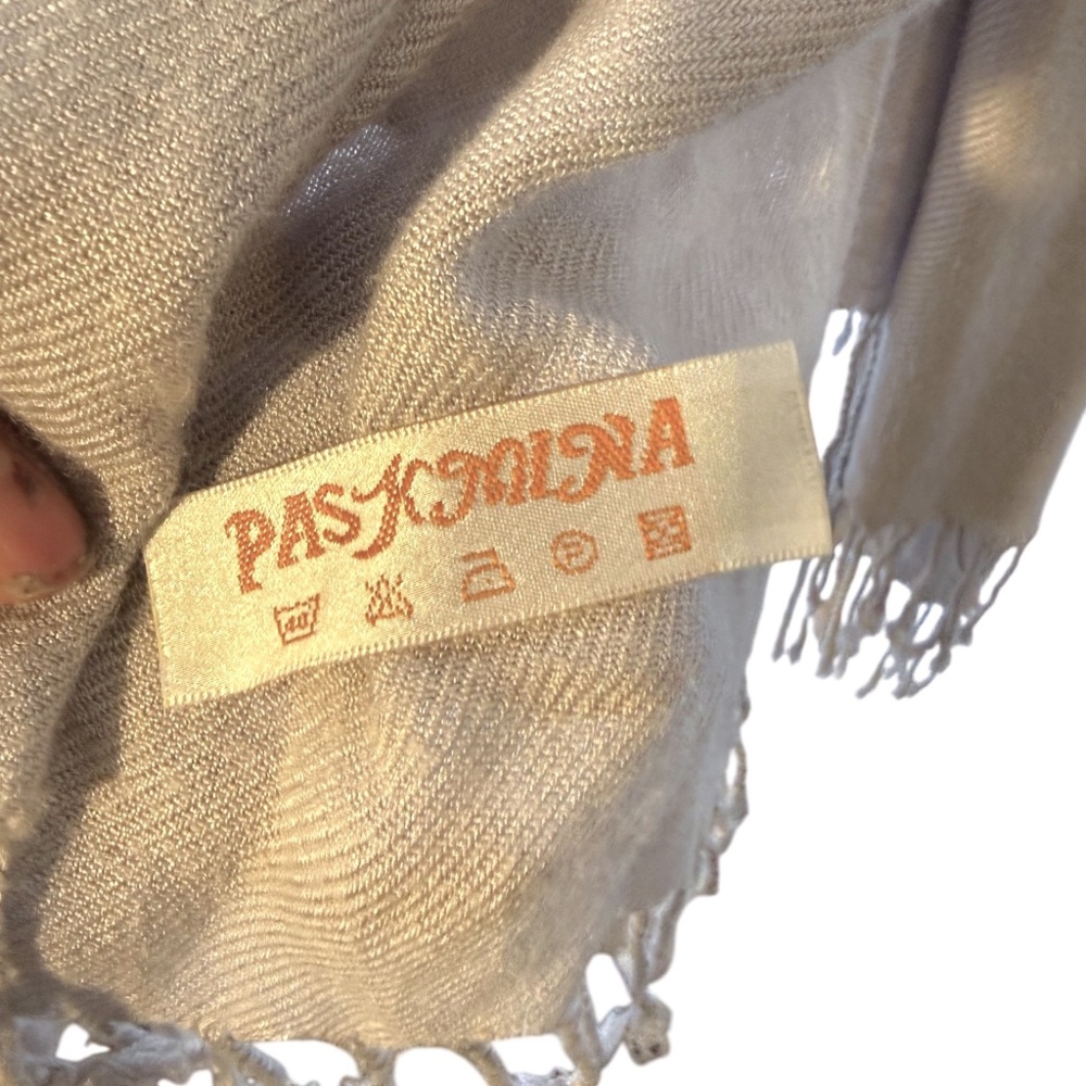 Pashmina Wrap Shawl Scarf Taupe Beige Neutral Soft Fringe Large